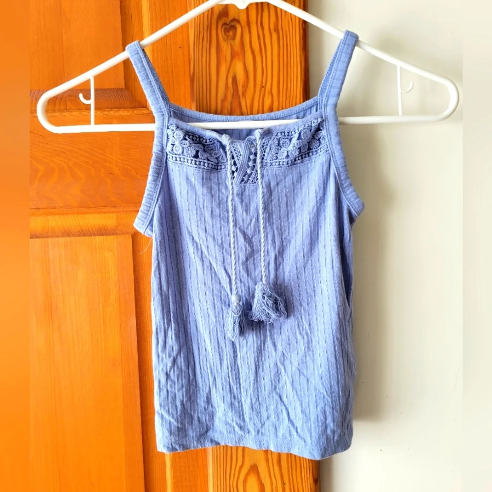 💙🩵💙Justice cornflower blue ribbed tassel tank top 7